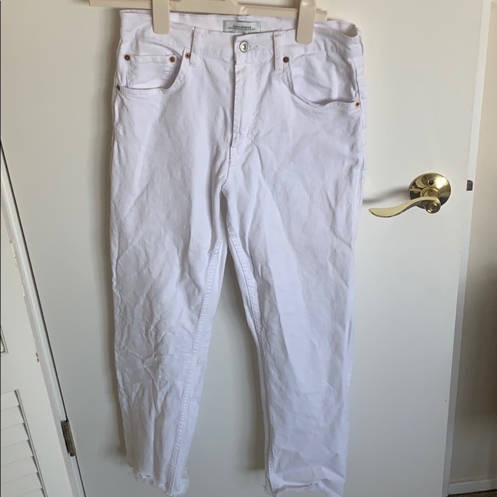 Zara white straight jeans